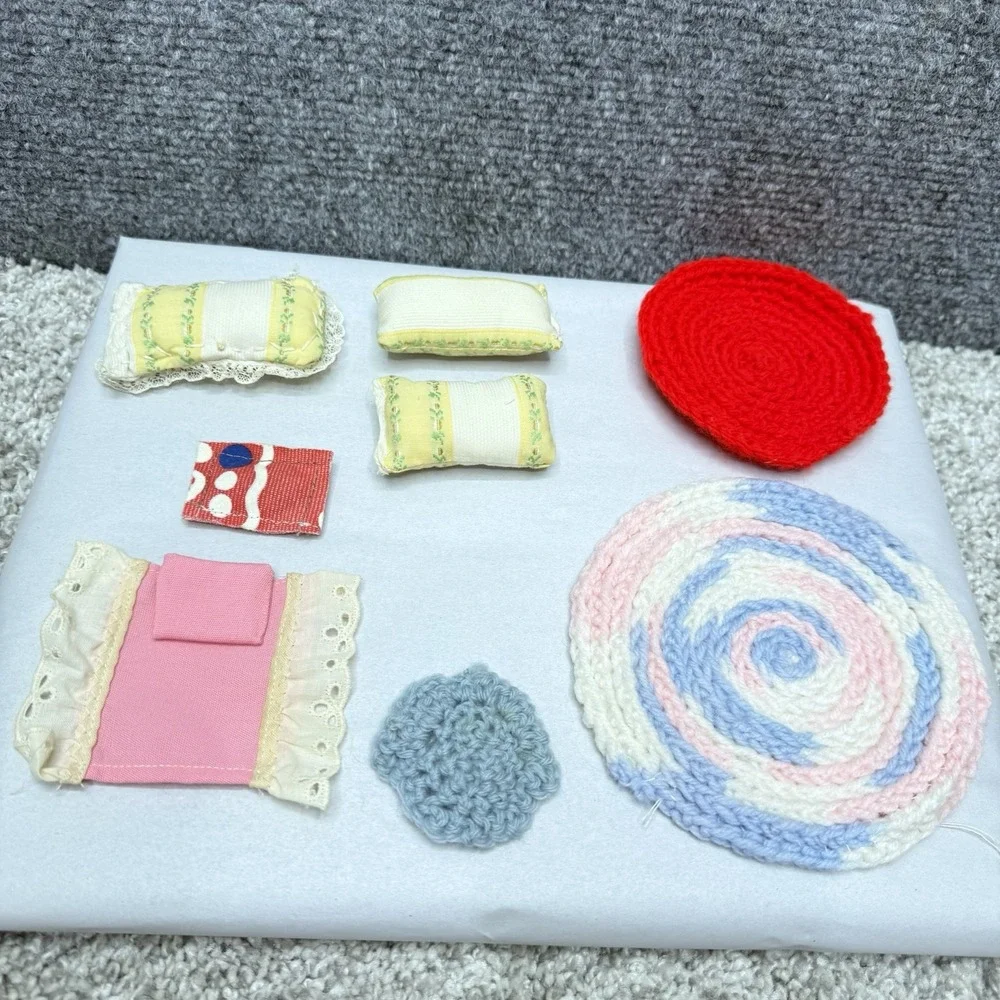 Vintage dollhouse‎ miniature rugs pillows door mats lot